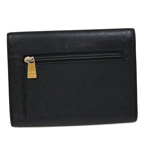 CHANEL CC Logo Trifold Compact Wallet Grained Calfskin Leather Black - Picture 16 of 16